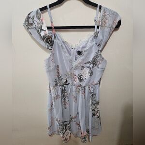 Lulu's Light Blue Floral Lined Flowy Midi Mini Spring Tank Dress Size Small